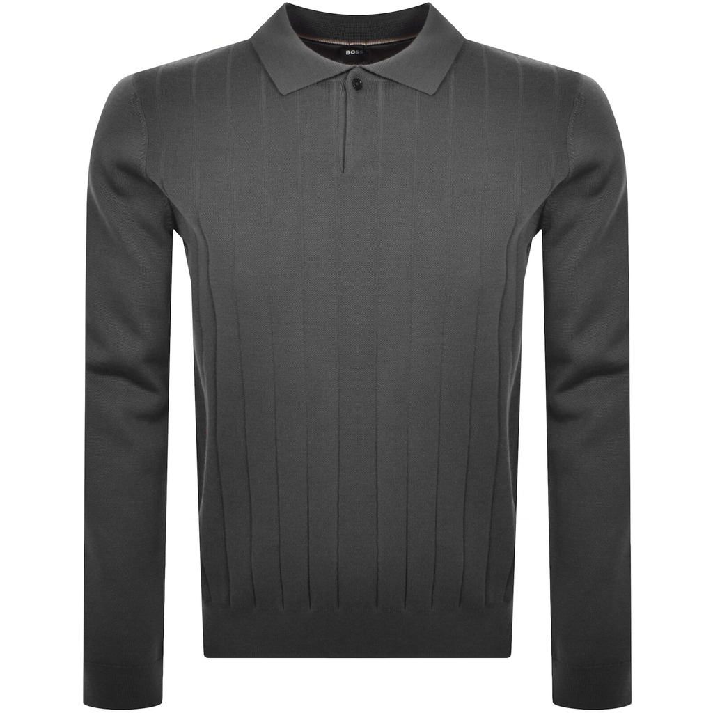 Hugo Boss BOSS Beduardo Polo Knit Jumper Grey